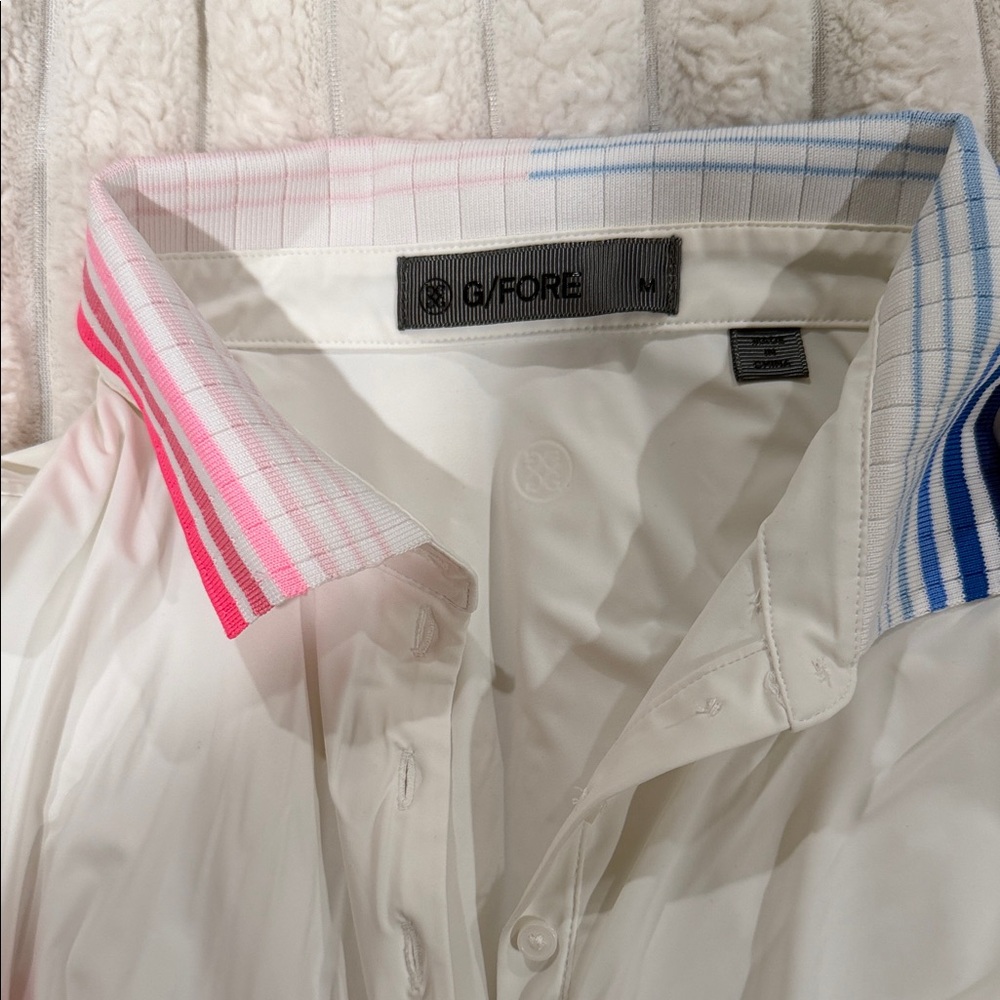 G/FORE women’s  White Shirt with Pink and Blue Trim